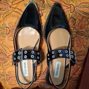 Steve Madden Black Flats with Silver Accents